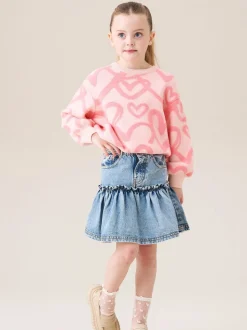 Angel & Rocket Blue Noemie Heart Pocket Denim Skirt