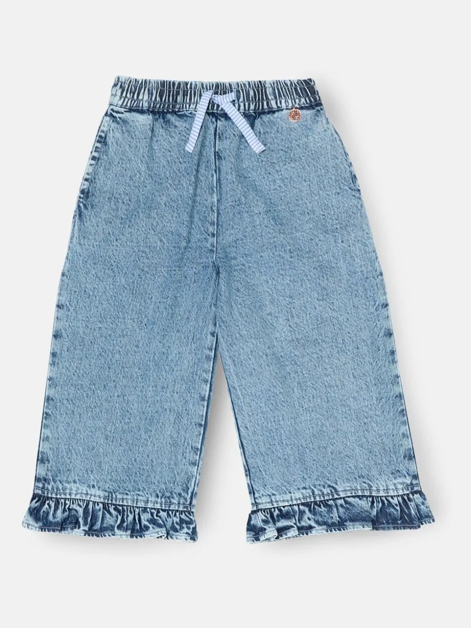Angel & Rocket Blue Orla Blue Denim Frill Hem Trousers