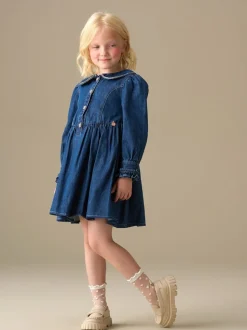 Angel & Rocket Blue Paige Diamonte Embellished Denim Dress