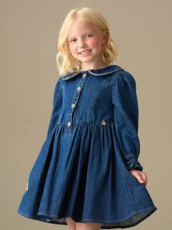 Angel & Rocket Blue Paige Diamonte Embellished Denim Dress