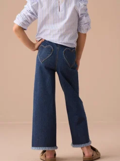 Angel & Rocket Blue Paloma Blue Heart Pocket Cropped Jeans