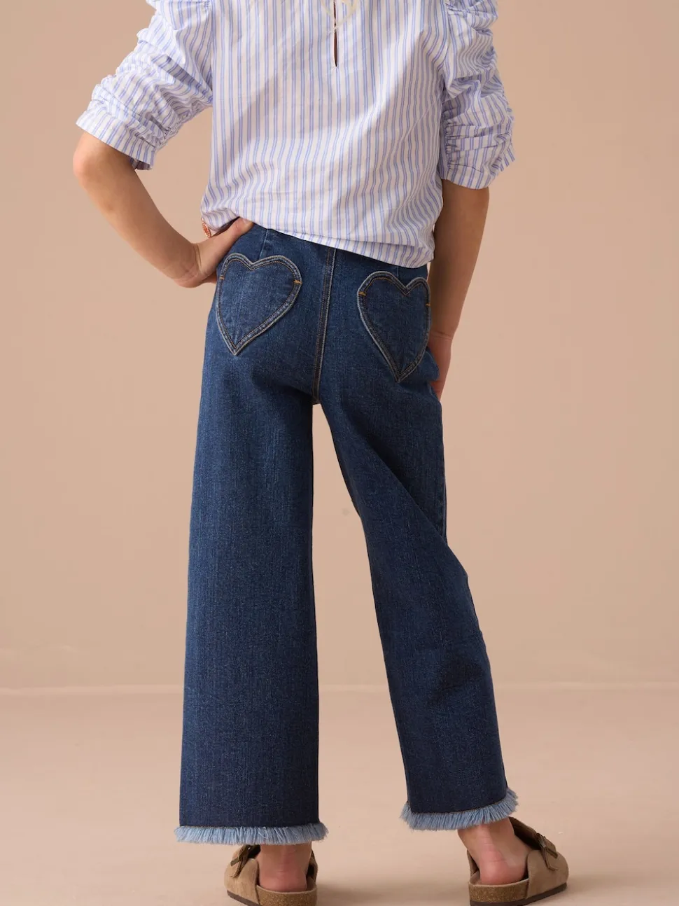 Angel & Rocket Blue Paloma Blue Heart Pocket Cropped Jeans