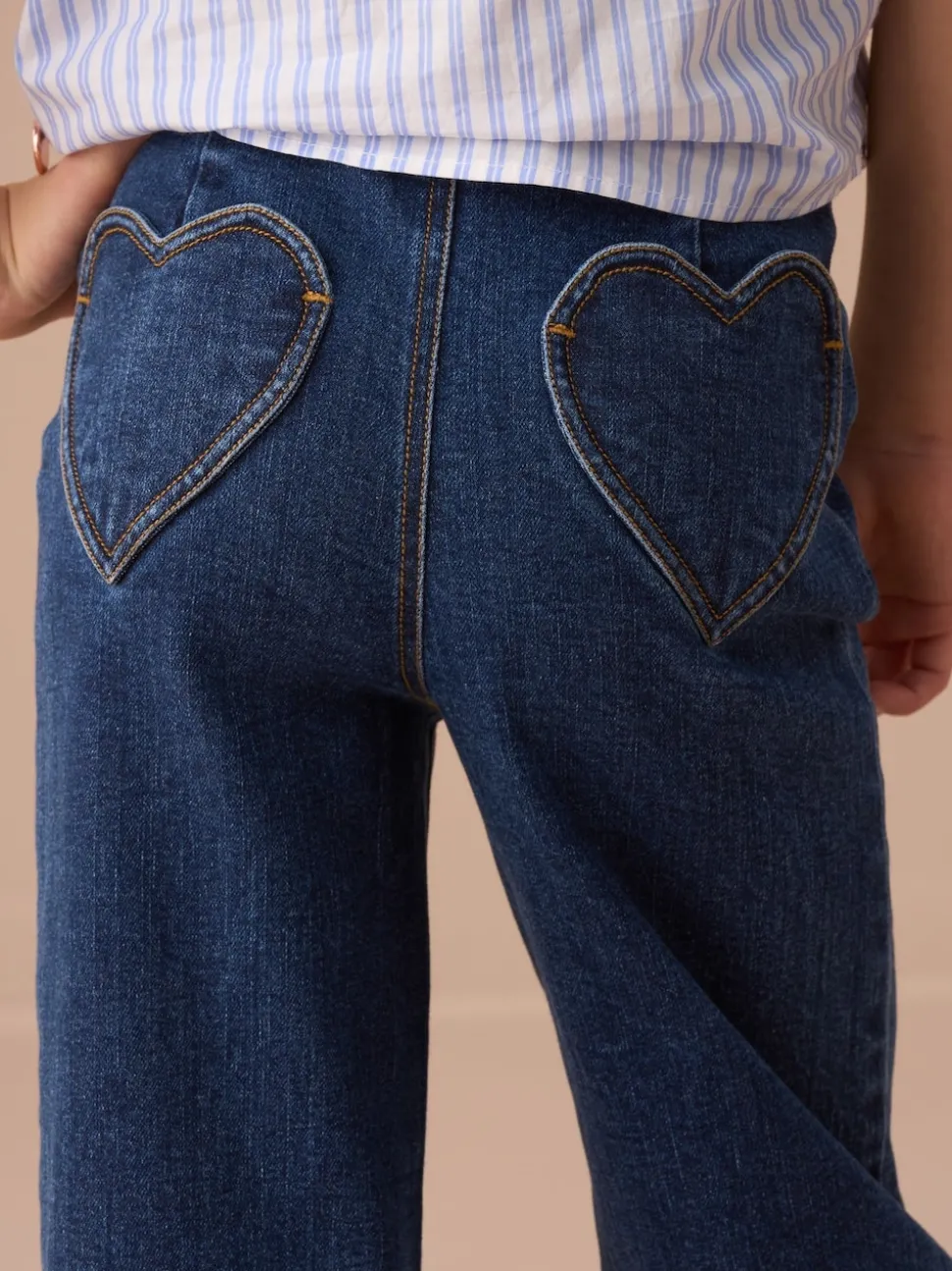 Angel & Rocket Blue Paloma Blue Heart Pocket Cropped Jeans