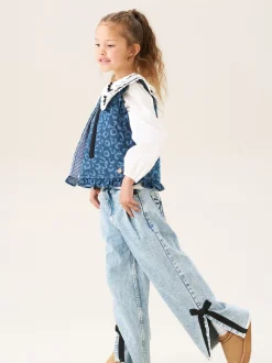 Angel & Rocket Blue Petra Leopard Print Denim Gilet
