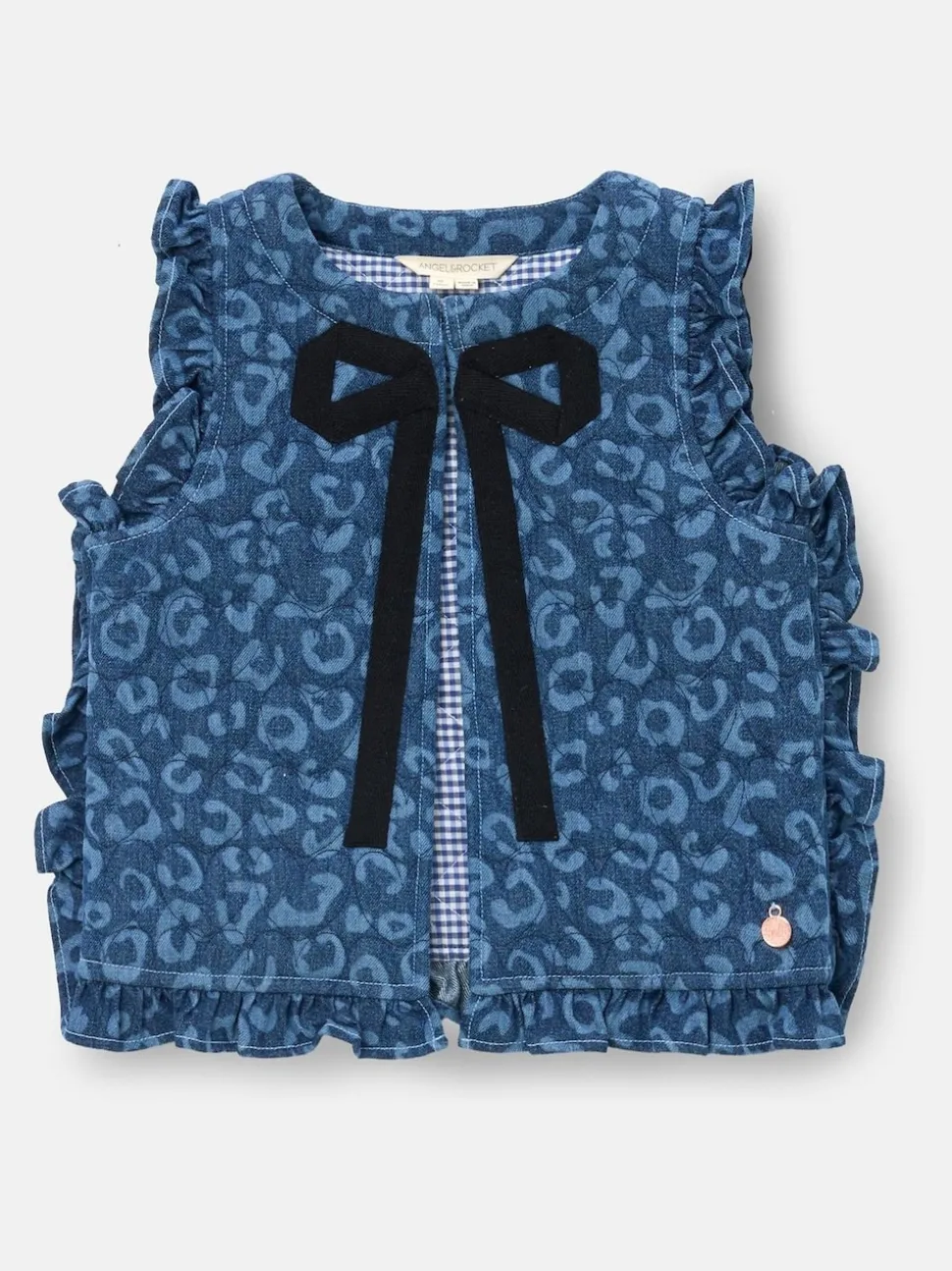 Angel & Rocket Blue Petra Leopard Print Denim Gilet