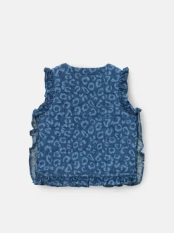 Angel & Rocket Blue Petra Leopard Print Denim Gilet