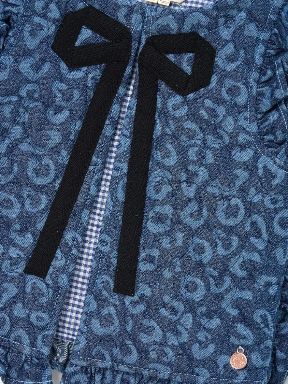 Angel & Rocket Blue Petra Leopard Print Denim Gilet