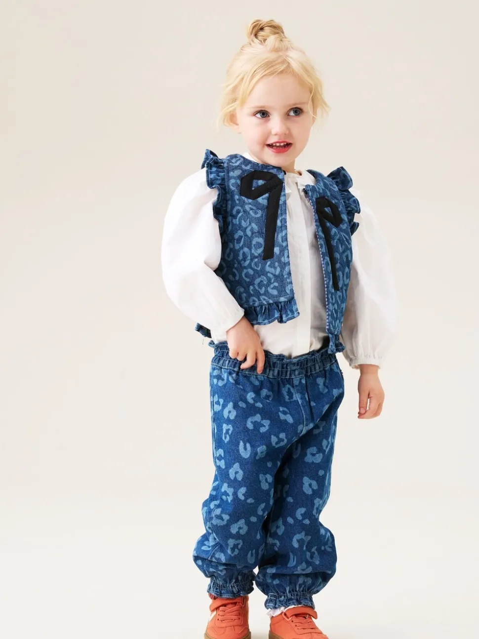 Angel & Rocket Blue Petra Leopard Print Denim Trousers