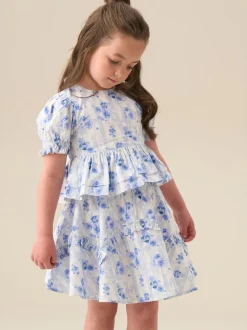 Angel & Rocket Blue Pia Floral Ruffle Detail Skirt