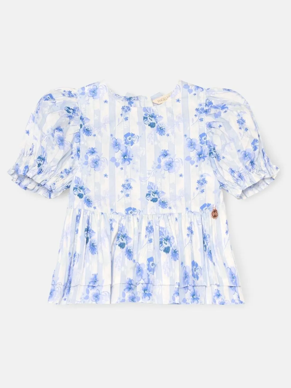 Angel & Rocket Blue Pia Floral Tie Detail Peplum Blouse