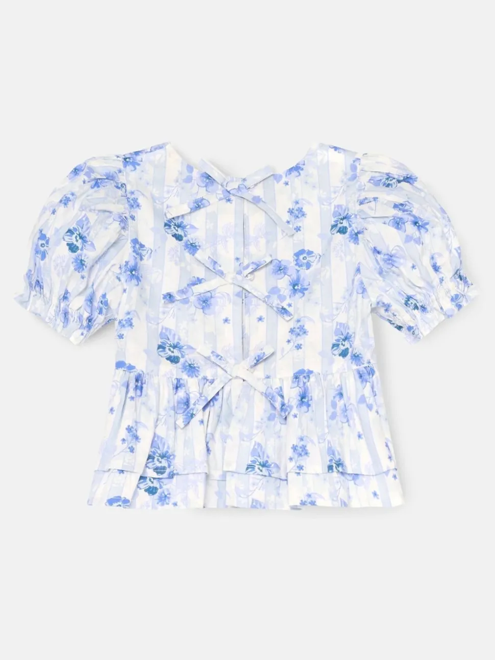 Angel & Rocket Blue Pia Floral Tie Detail Peplum Blouse