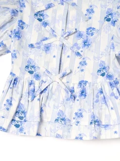 Angel & Rocket Blue Pia Floral Tie Detail Peplum Blouse
