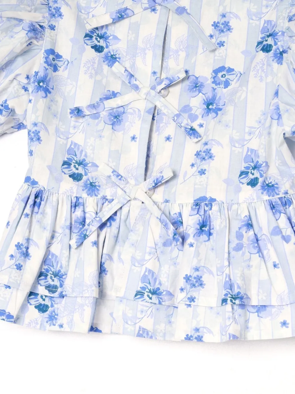 Angel & Rocket Blue Pia Floral Tie Detail Peplum Blouse
