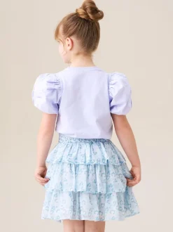 Angel & Rocket Blue Polly Leopard Print Ra Ra Skirt
