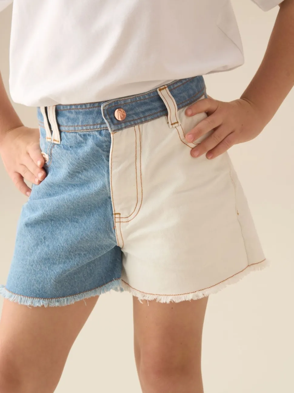 Angel & Rocket Blue Rafaela Contrast Wash Denim Shorts