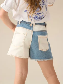 Angel & Rocket Blue Rafaela Contrast Wash Denim Shorts