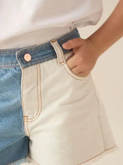 Angel & Rocket Blue Rafaela Contrast Wash Denim Shorts