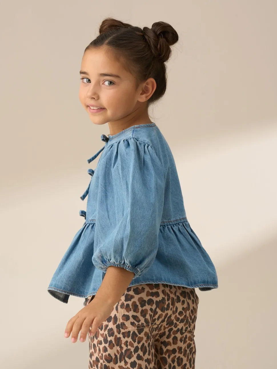 Angel & Rocket Blue Ria Broderie Tie Front Peplum Blouse