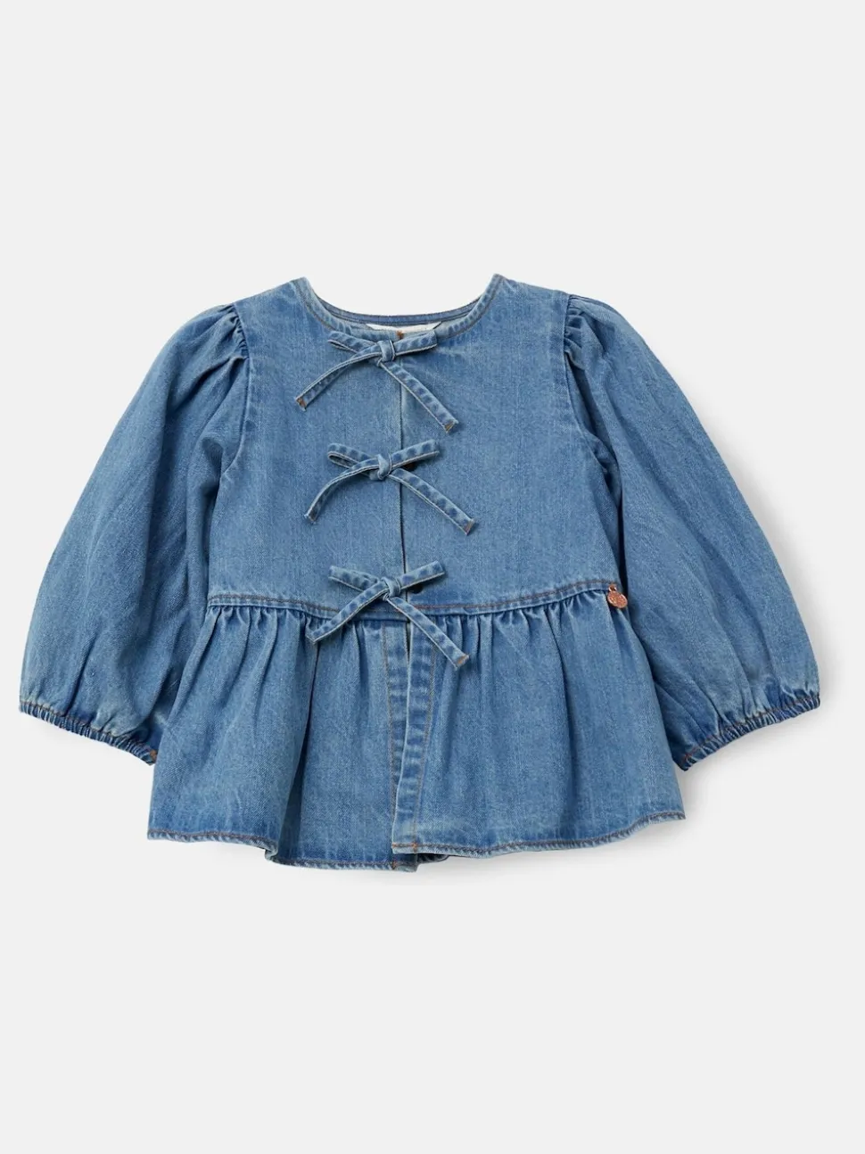 Angel & Rocket Blue Ria Broderie Tie Front Peplum Blouse