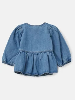 Angel & Rocket Blue Ria Broderie Tie Front Peplum Blouse