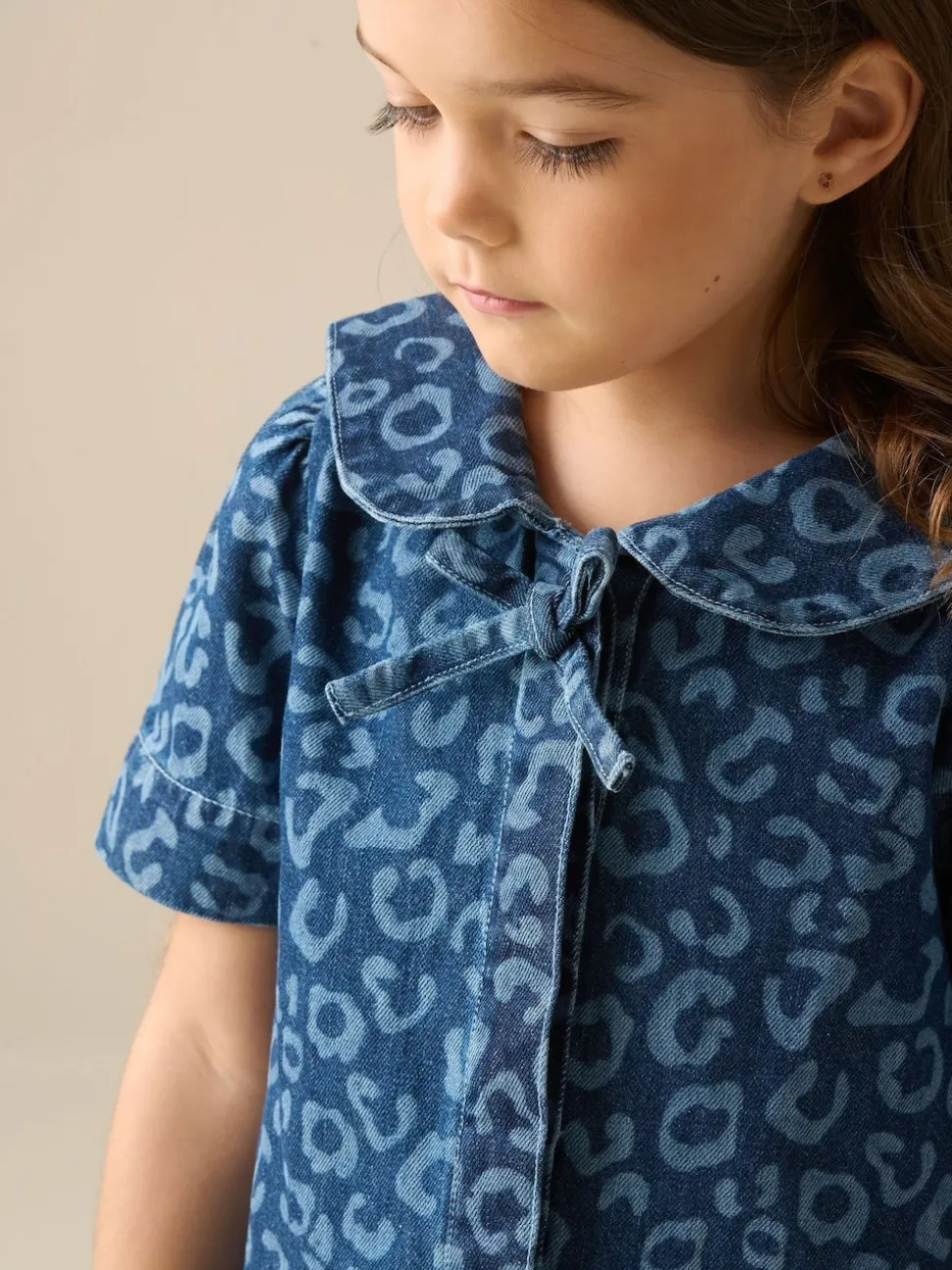 Angel & Rocket Blue Saoirse Leopard Denim Collared Dress