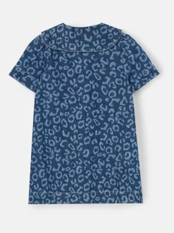 Angel & Rocket Blue Saoirse Leopard Denim Collared Dress