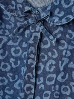 Angel & Rocket Blue Saoirse Leopard Denim Collared Dress
