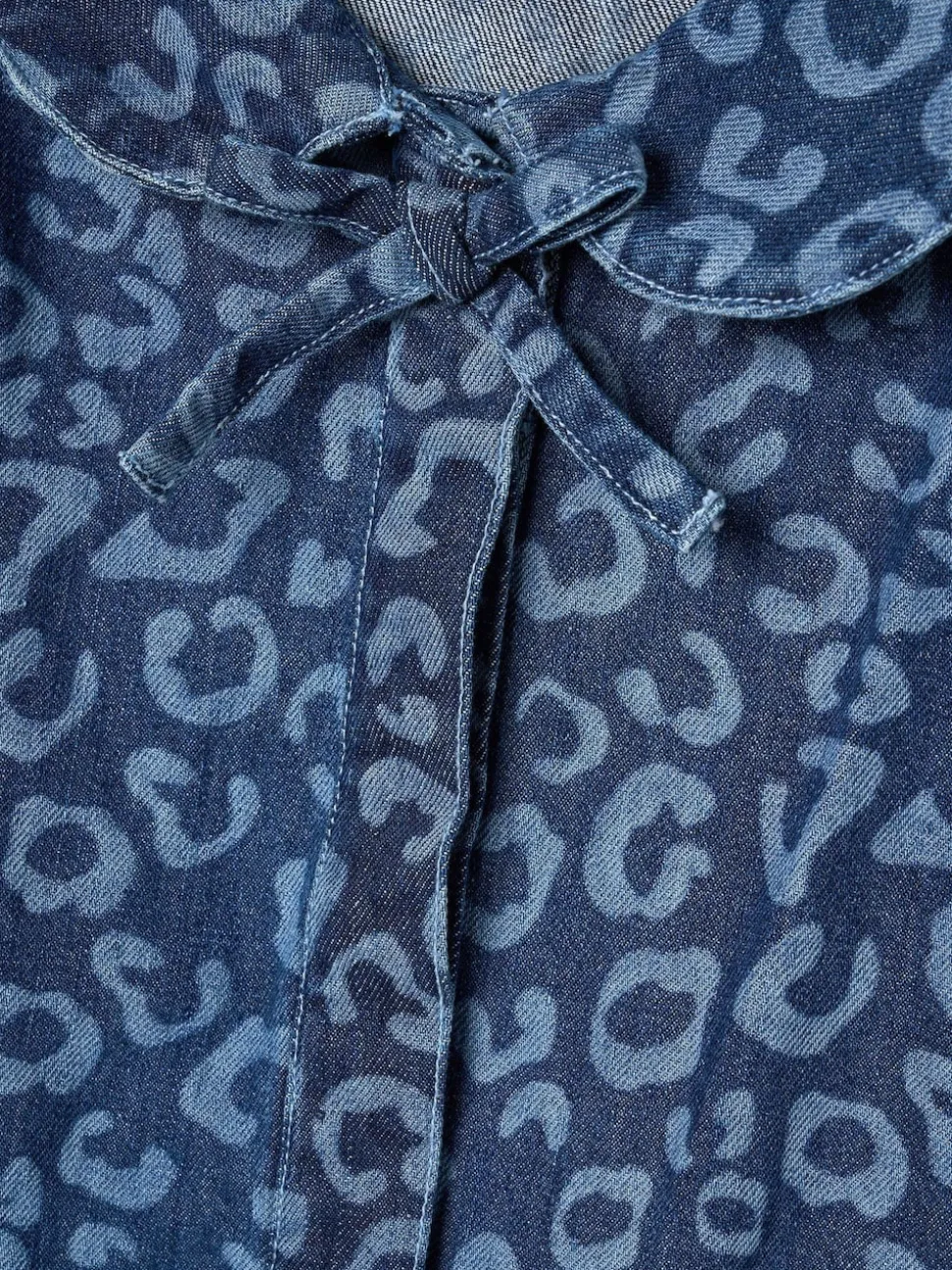 Angel & Rocket Blue Saoirse Leopard Denim Collared Dress