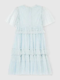 Angel & Rocket Blue Xeni Ruffle Detail Mesh Dress
