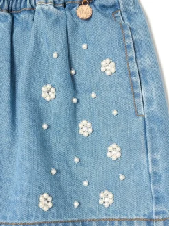 Angel & Rocket Blue Zeta Embellished Denim Shorts