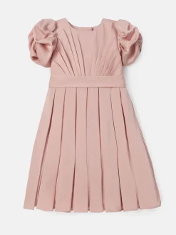 Angel & Rocket Blush Pink Portia Pleated Bodice Bow Dress