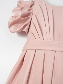 Angel & Rocket Blush Pink Portia Pleated Bodice Bow Dress
