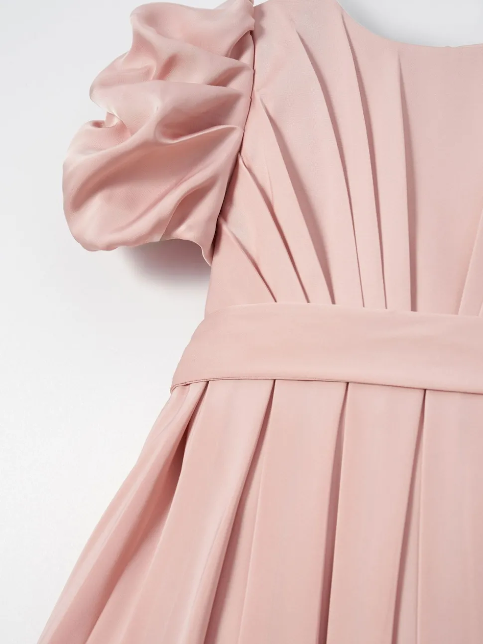 Angel & Rocket Blush Pink Portia Pleated Bodice Bow Dress