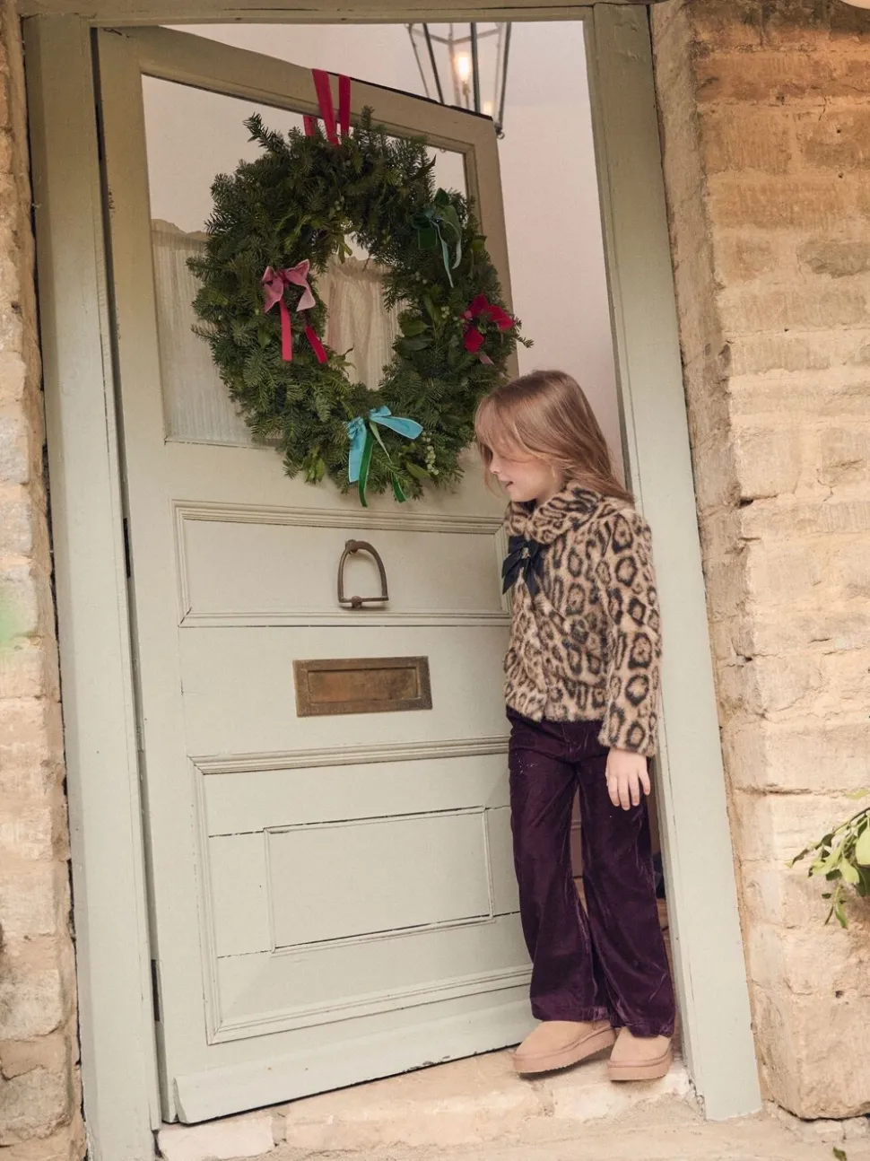 Angel & Rocket Brown Corine Leopard Print Fur Bow Coat