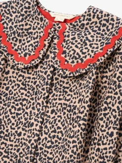 Angel & Rocket Brown Elle Leopard Print Frill Collar Blouse