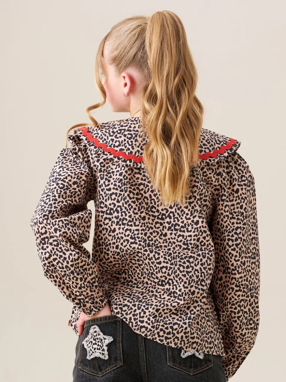 Angel & Rocket Brown Elle Leopard Print Frill Collar Blouse