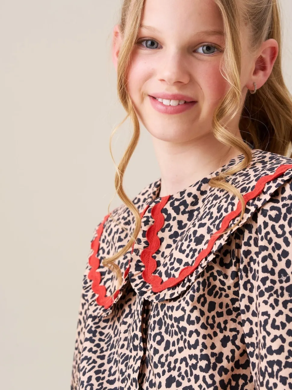 Angel & Rocket Brown Elle Leopard Print Frill Collar Blouse