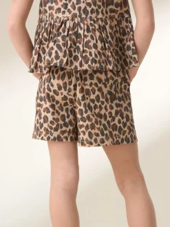 Angel & Rocket Brown Rochelle Leopard Print 100% Cotton Shorts
