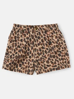 Angel & Rocket Brown Rochelle Leopard Print 100% Cotton Shorts