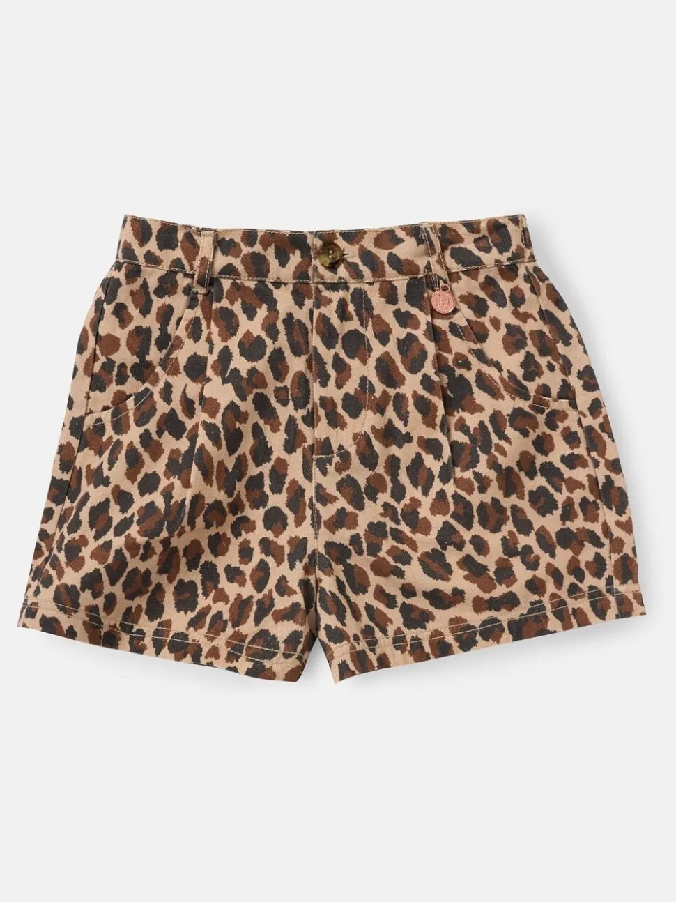Angel & Rocket Brown Rochelle Leopard Print 100% Cotton Shorts