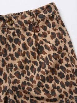 Angel & Rocket Brown Rochelle Leopard Print 100% Cotton Shorts