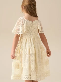 Angel & Rocket Cream Annabelle Vintage Lace Mesh Dress