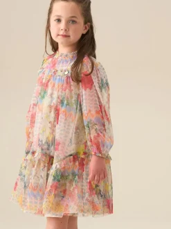 Angel & Rocket Cream Beatrice Mesh Frill Dress