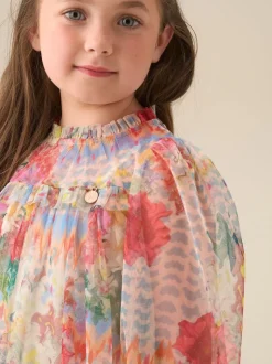 Angel & Rocket Cream Beatrice Mesh Frill Dress