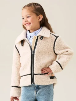 Angel & Rocket Cream Charlie Sherpa Leather Trim Jacket