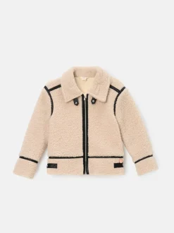 Angel & Rocket Cream Charlie Sherpa Leather Trim Jacket