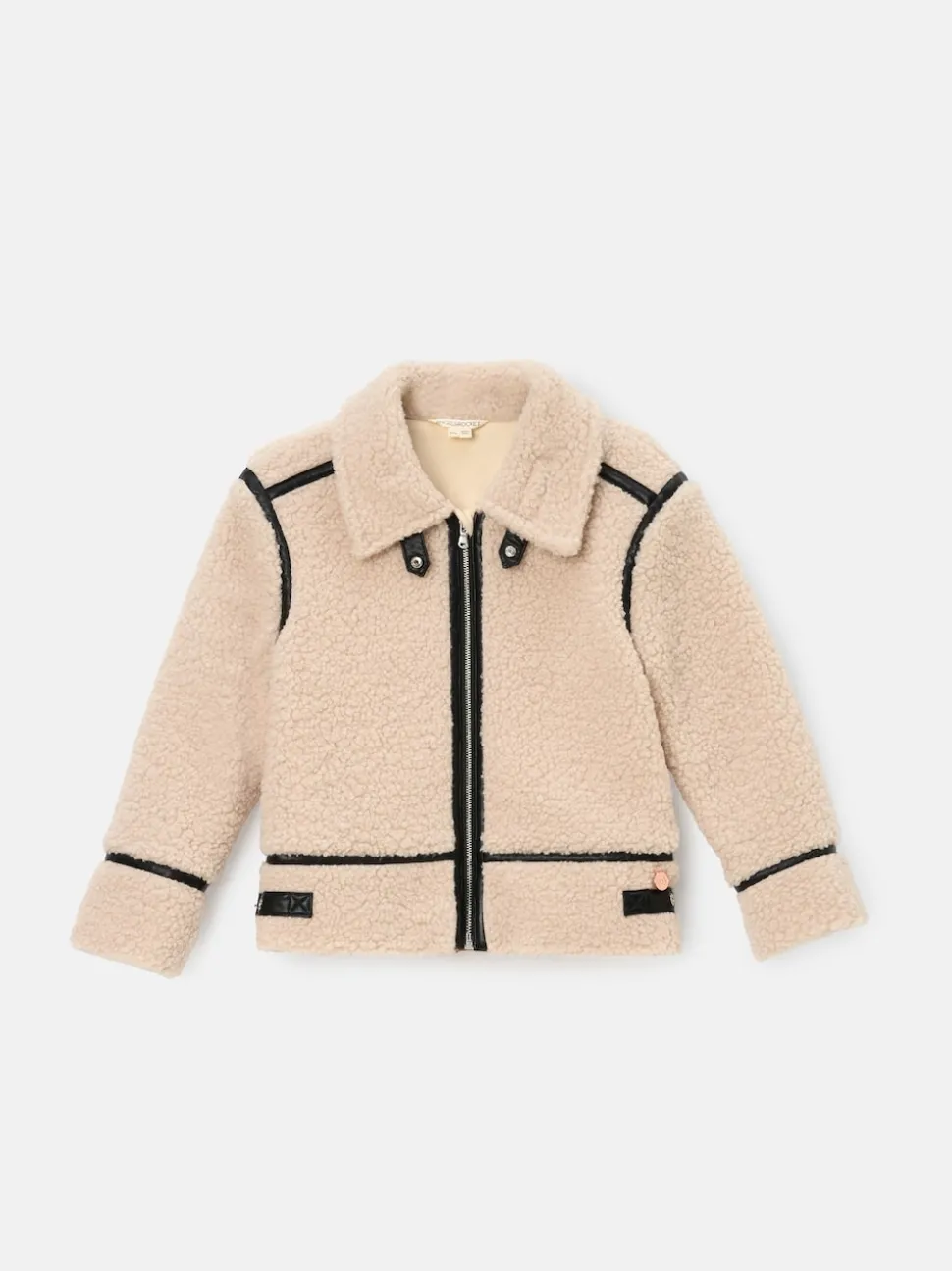 Angel & Rocket Cream Charlie Sherpa Leather Trim Jacket