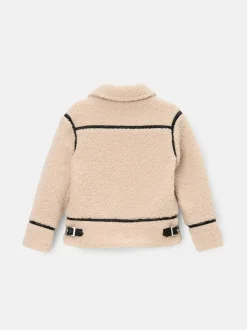 Angel & Rocket Cream Charlie Sherpa Leather Trim Jacket