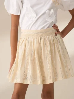 Angel & Rocket Cream Ellie Metallic Stripe Skort