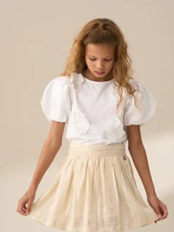 Angel & Rocket Cream Ellie Metallic Stripe Skort